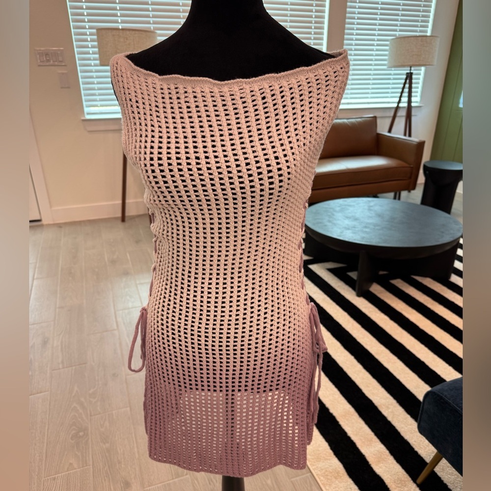 I.AM.GIA Ombré Crochet Mini Dress in White to Lavender - Picture 6 of 9